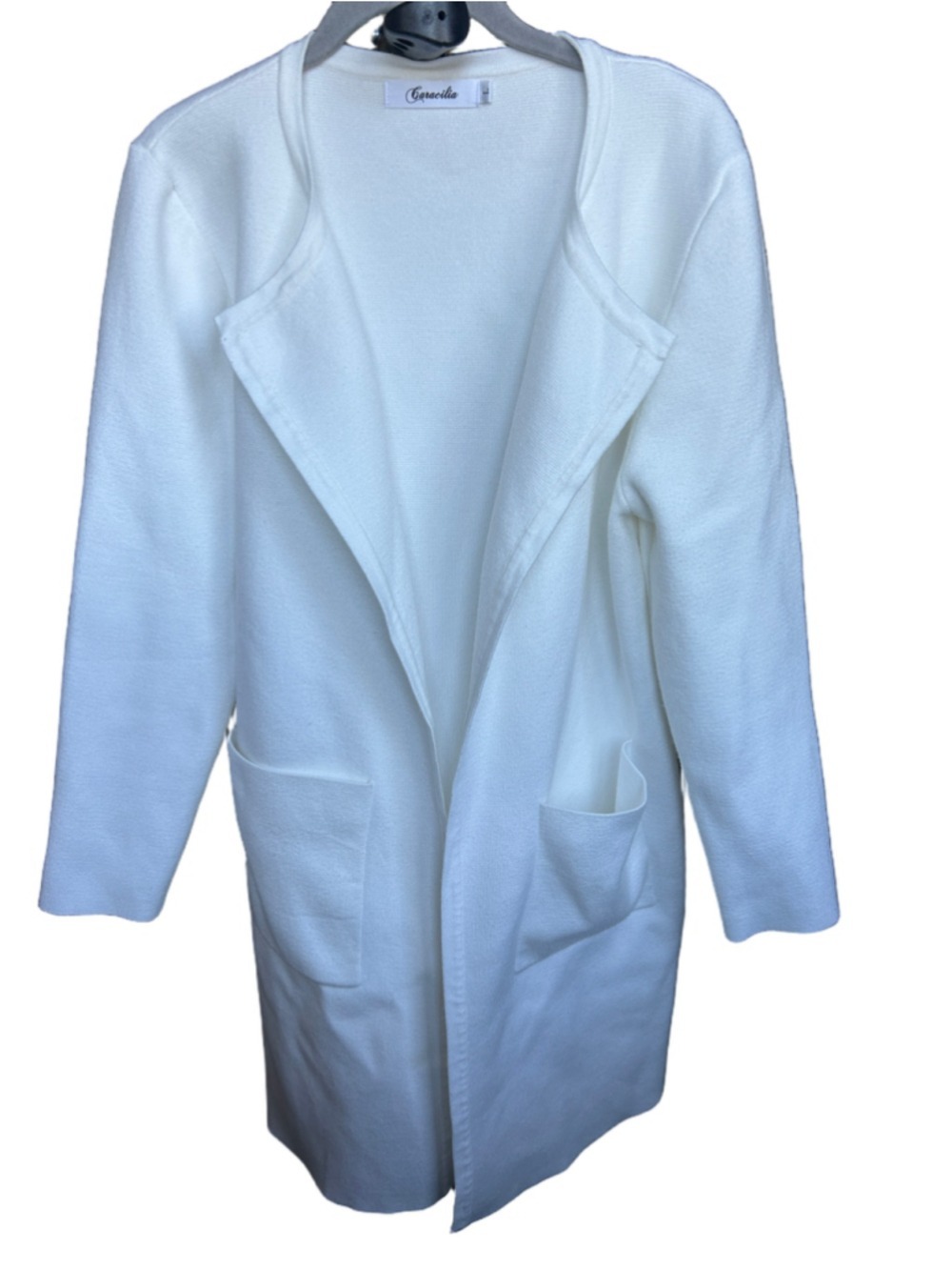 Women's Caracilia Open Front Cardigan Sweater Off White Size L - Picture 4 of 10